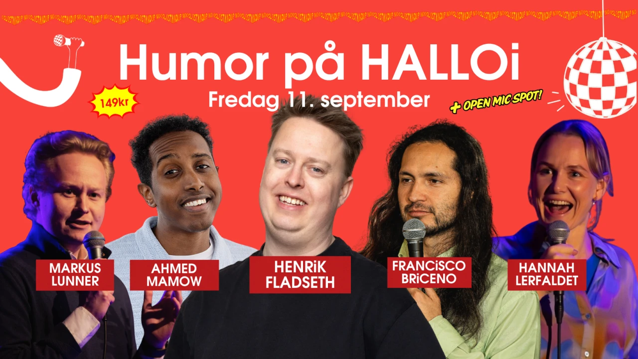 Sesongstart for Humor på HALLOI - Standup med 5 nye komikere hver uke! 