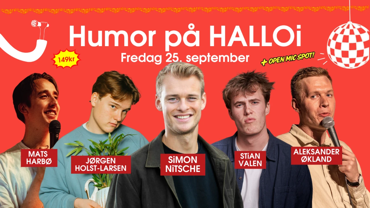 Humor på HALLOi | fem nye komikere hver uke