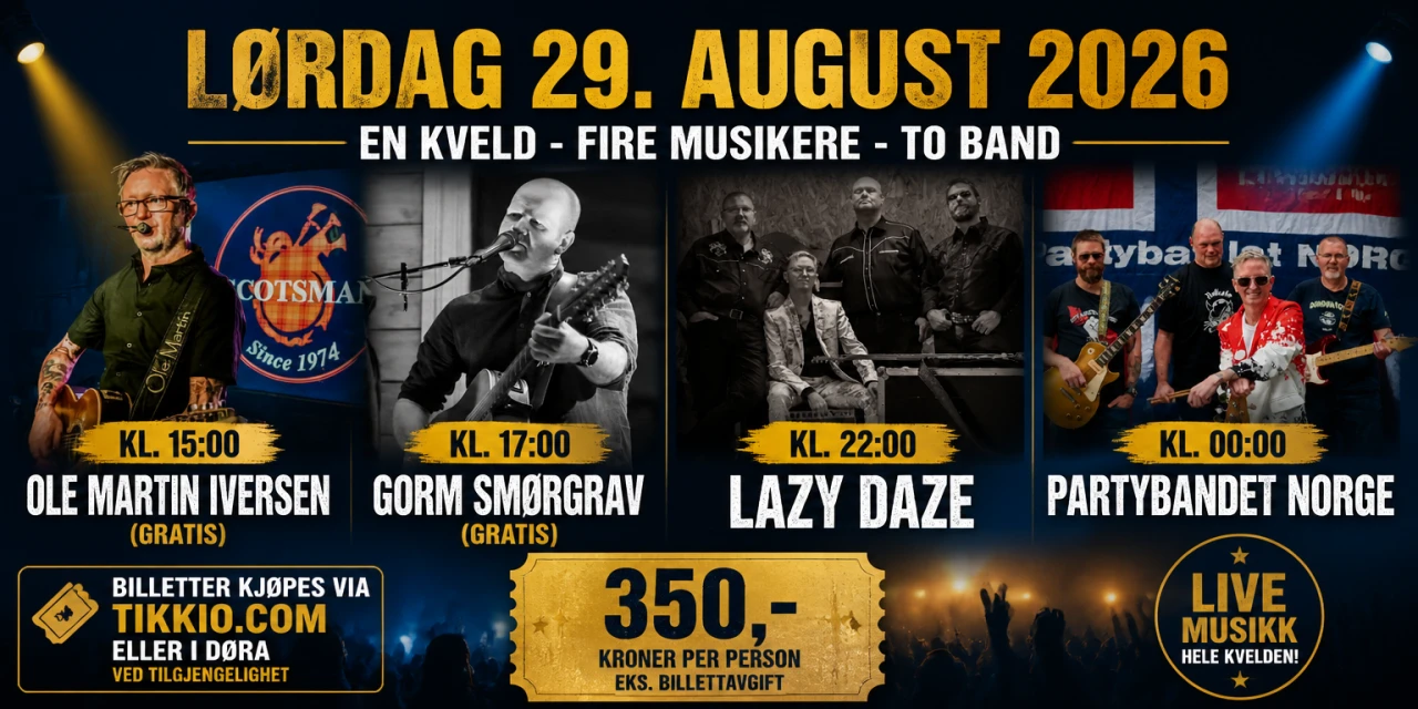 Lazy Daze og Partybandet Norge på Onkel Thor 29. august 2026 // VESTFOSSEN