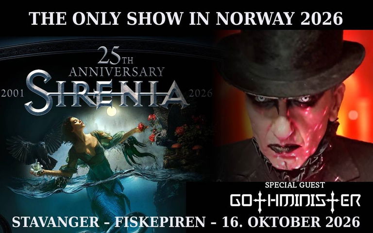 Bilde for arrangement SIRENIA | Special Guest: GOTHMINISTER // Fiskepiren