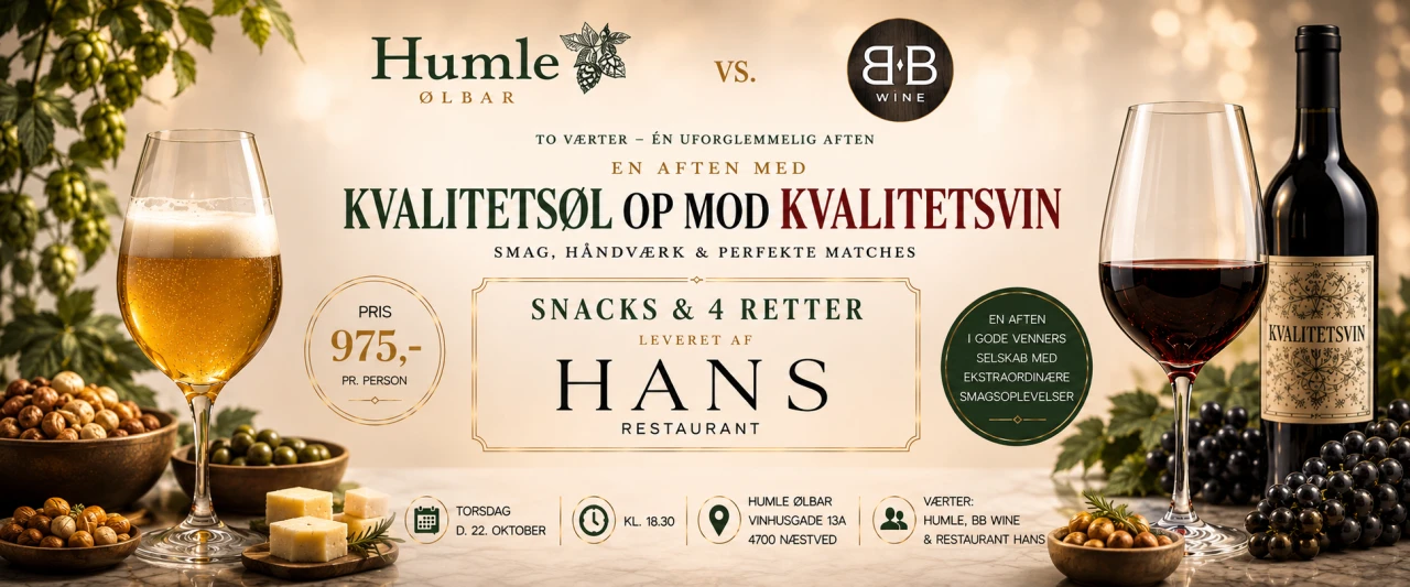 🍺 KVALITETSØL vs. KVALITETSVIN 🍷 // Humle, BB Wine & Restaurant HANS // Snacks & 4 retter