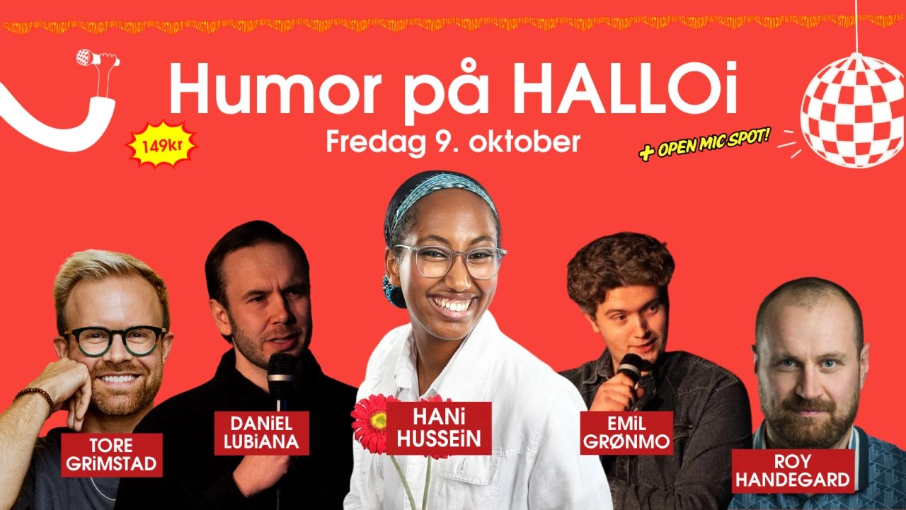 Humor på HALLOi | fem nye komikere hver uke